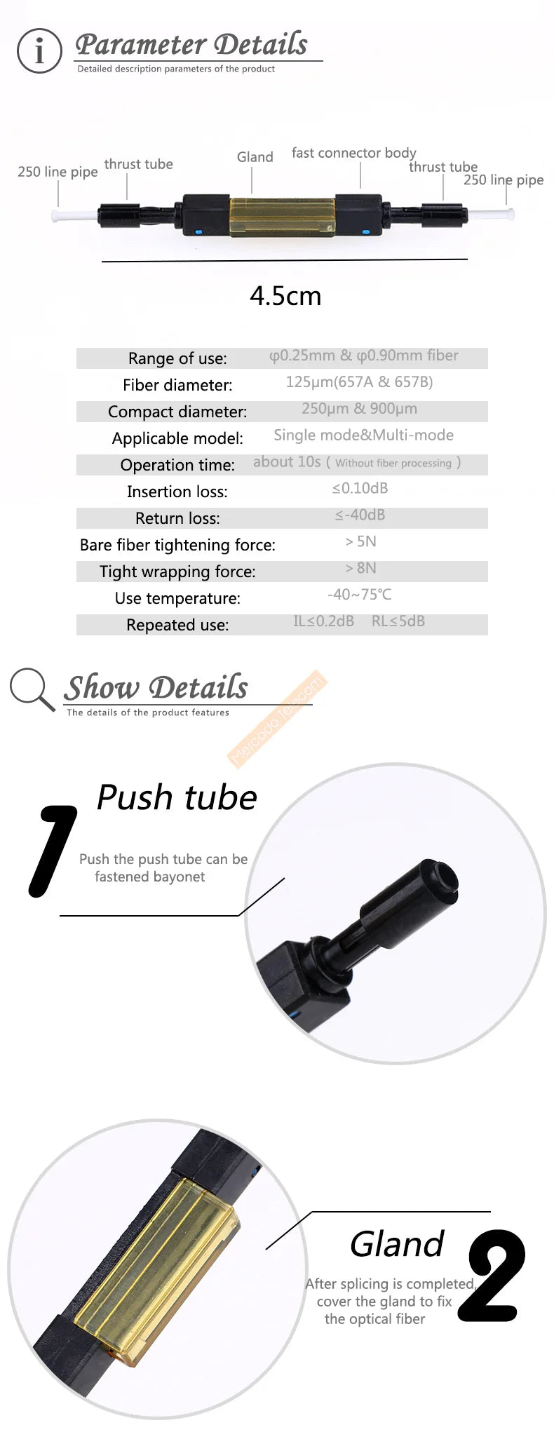 Brand New L925B Fiber Optic Quick Connector Optical Fiber Mechanical Splice for Drop Cable cold connector - AMULET RING STORE