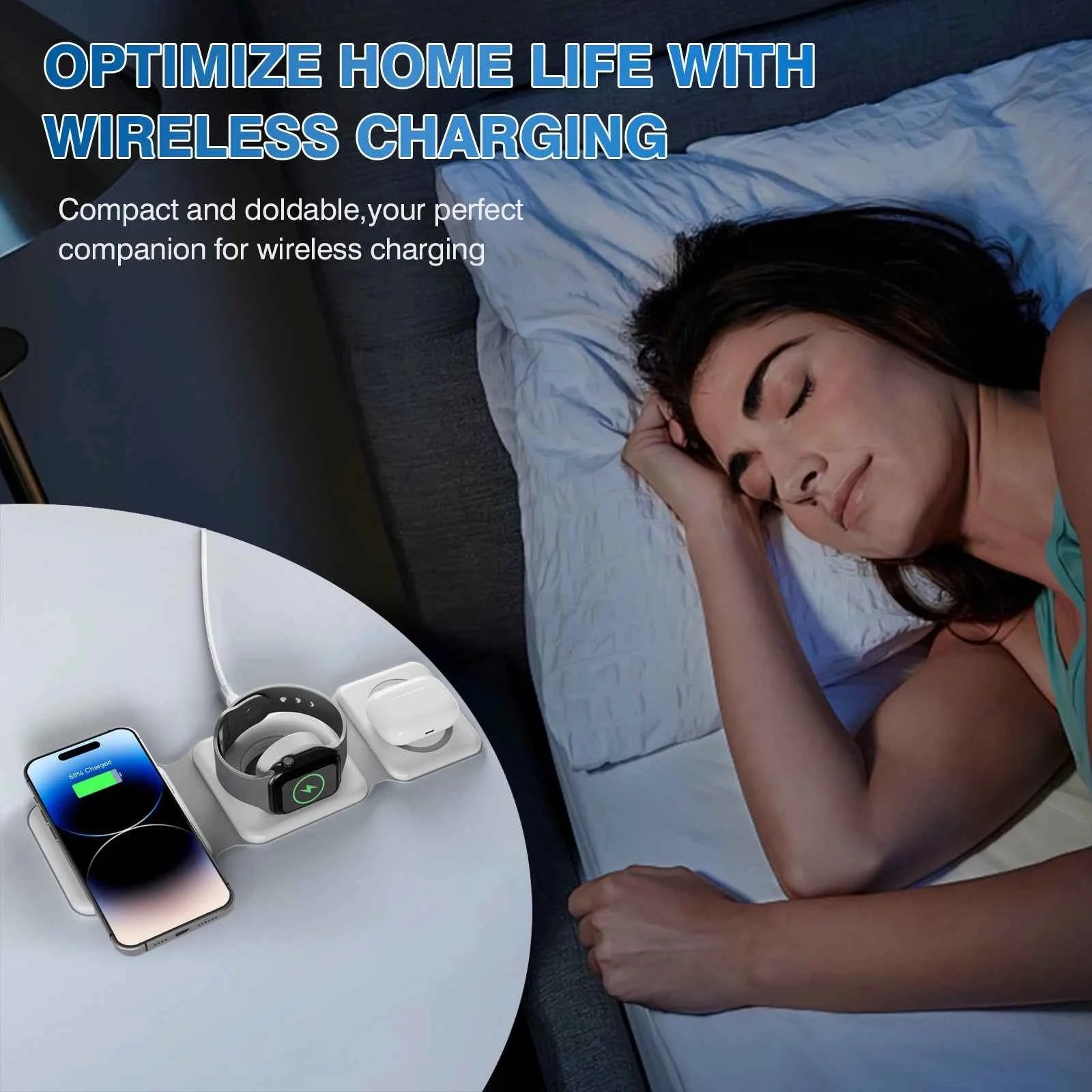 Magnetic Wireless Charger 3 In 1 Travel Charging Flexible Fast Charging Dock Station for Apple Devices for iPhone 16 15 14 13 12