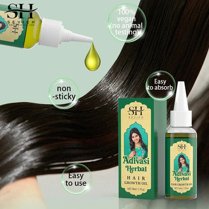 Sevich India Herbal Hair Growth Oil And Scalp Massager Comb Tool Set Ayurvedic Adivasi Fast Regrowth Thicken Serum Hair Growing - AMULET RING STORE