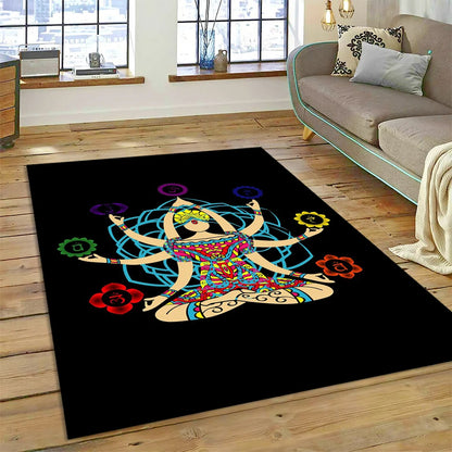 Naturalize Yoga Zen Meditation Rainbow 7 Chakra Carpet Rug for Home Living Room Bedroom Sofa Doormat Decor,Area Rug Non-slip Mat