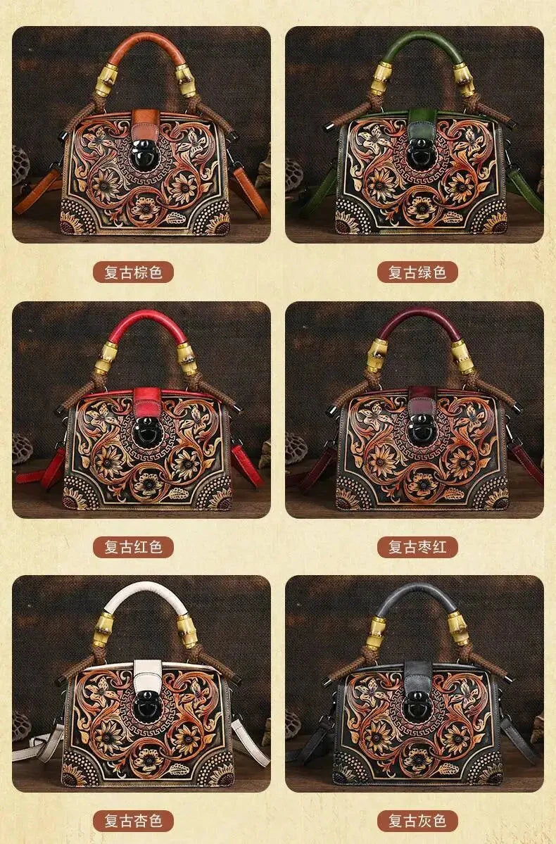 Motaora New Embossed Shoulder Bag For Women's 2025 Vintage Handmade Handbag Female PU Leather Big Capacity Crossbody Bags Purse