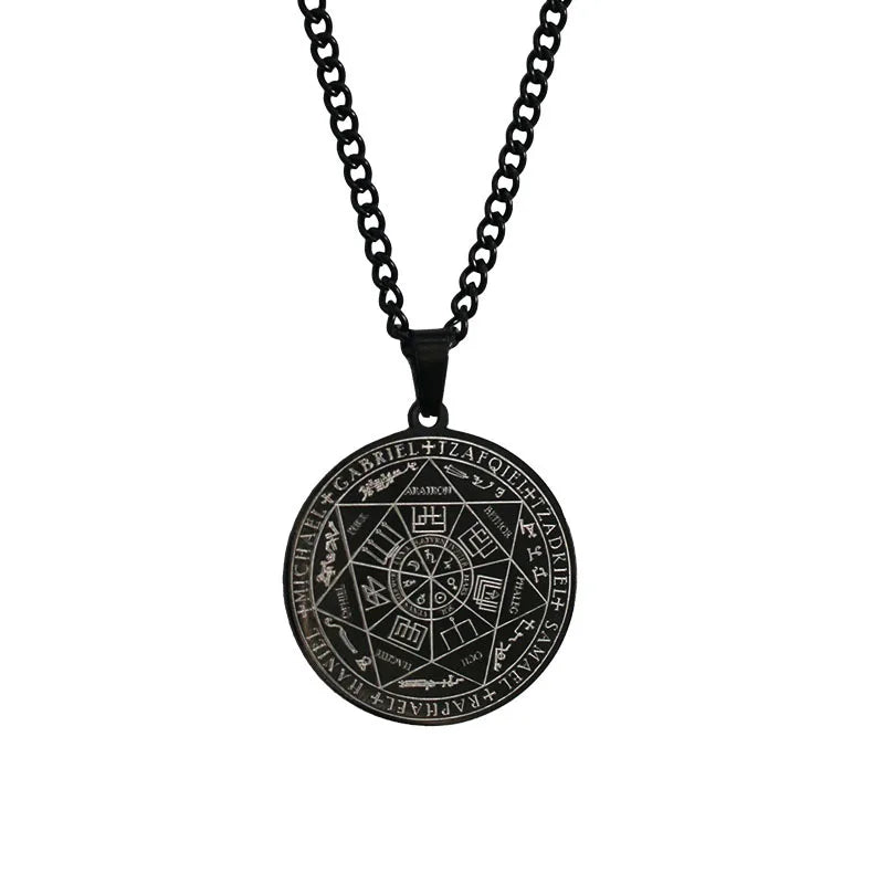 Seven Archangels Sigil Talisman Necklaces Men Boys Seal of Solomon Pendant Chain