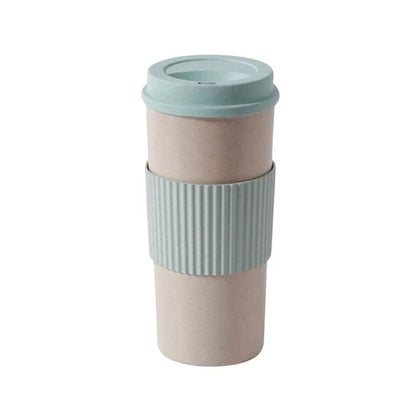 350/450/550ml Wheat Straw Coffee Cup Portable High Temperature Resistant Water Cup With Lid Reusable Eco-Friendly Travel Mug - AMULET RING STORE