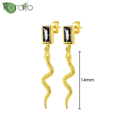 925 Sterling Silver Needle Fashion Round Pendant Small Earrings Luxury Gold Hoop Earrings for Women Premium Black Jewelry Gifts - AMULET RING STORE