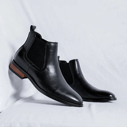 Men's Classic Genuine Leather High Top Chelsea Boots