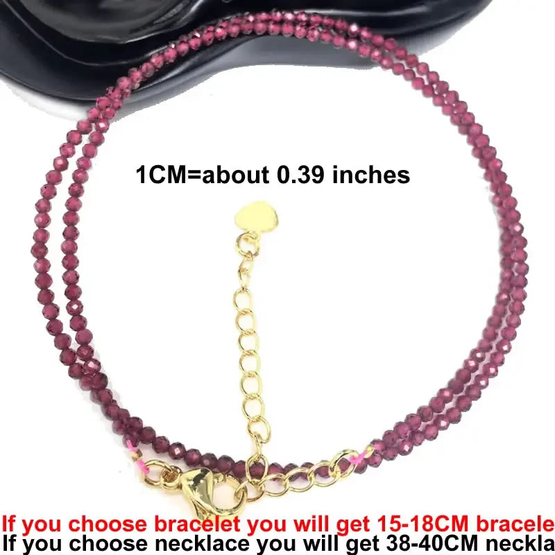 Fashion 2-3mm Faceted stone beads Necklace bracelet Pink Quartz Crystal zircon amethyst Choker Men Female Jewelry Party Gift - AMULET RING STORE