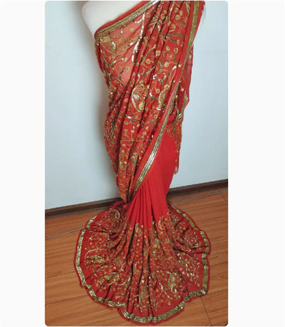 India Sari Nepal Thailand 6-meter Sari costume dress live broadcast featuring Sri Lanka's Grand Sari Lengha