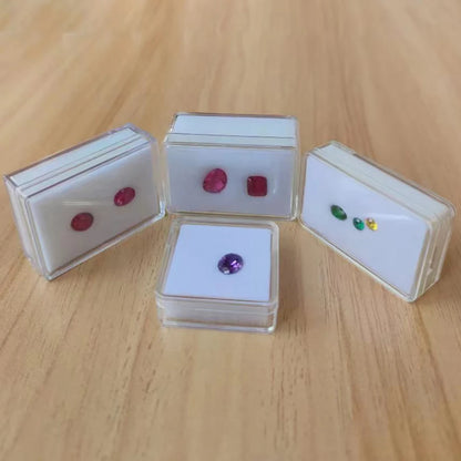 Transperant Square Diamond Jewelry Storage Box Stone Display Case Round Gemstone Organizer 1Pc Small Coin Ring Travel Gift Box - AMULET RING STORE