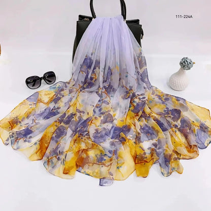 2025 Silk Scarf Women Hijab Pashmina Long Beach Stoles Shawl Wrap Headbands Spring Warm Scarves Bandana Ladies Neckscarf Foulard