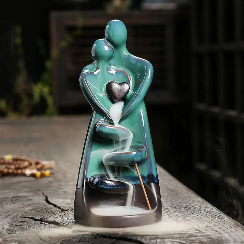Lover Couple Ceramic Sandalwood Backflow Incense Burner Home Decor Waterfall Incense Burner Valentine's Day Gift - AMULET RING STORE