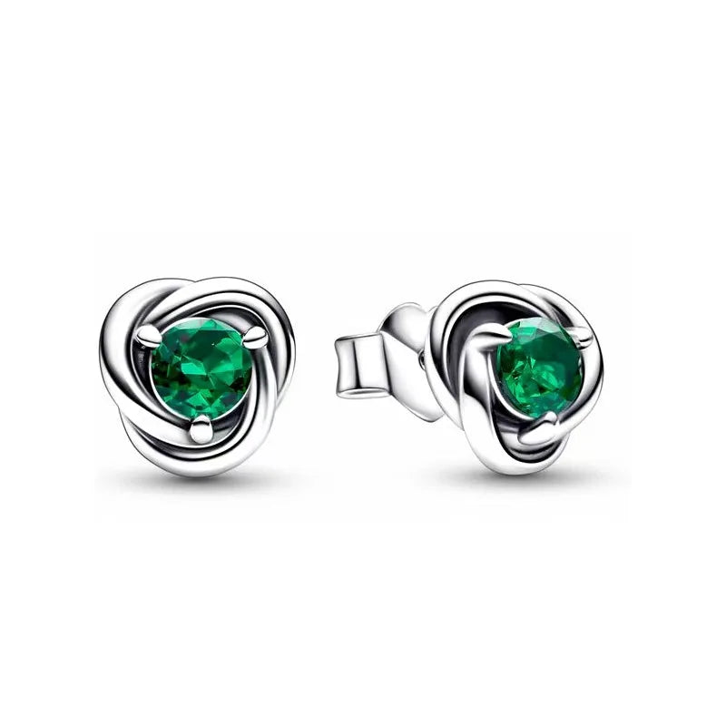 European 925 Silver Zodiac Earrings Stud Birthday Stone Suitable for Women's Exquisite Jewelry for Women's Party