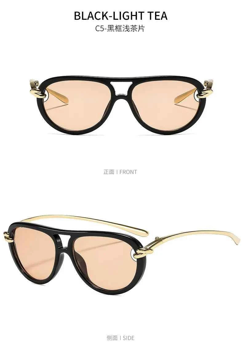 New Fashionable Personalized Toad Sunglasses Knot Double Bridge Metal Anti UV Glasses Outdoor Trendy Street Photography