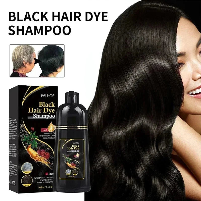 500ml Natural Herbal Hair Dye Shampoo 3 in 1 Change Hair Color Gray Hair to Dark Brown Black Deep Nourishing Fashion Hair Care - AMULET RING STORE