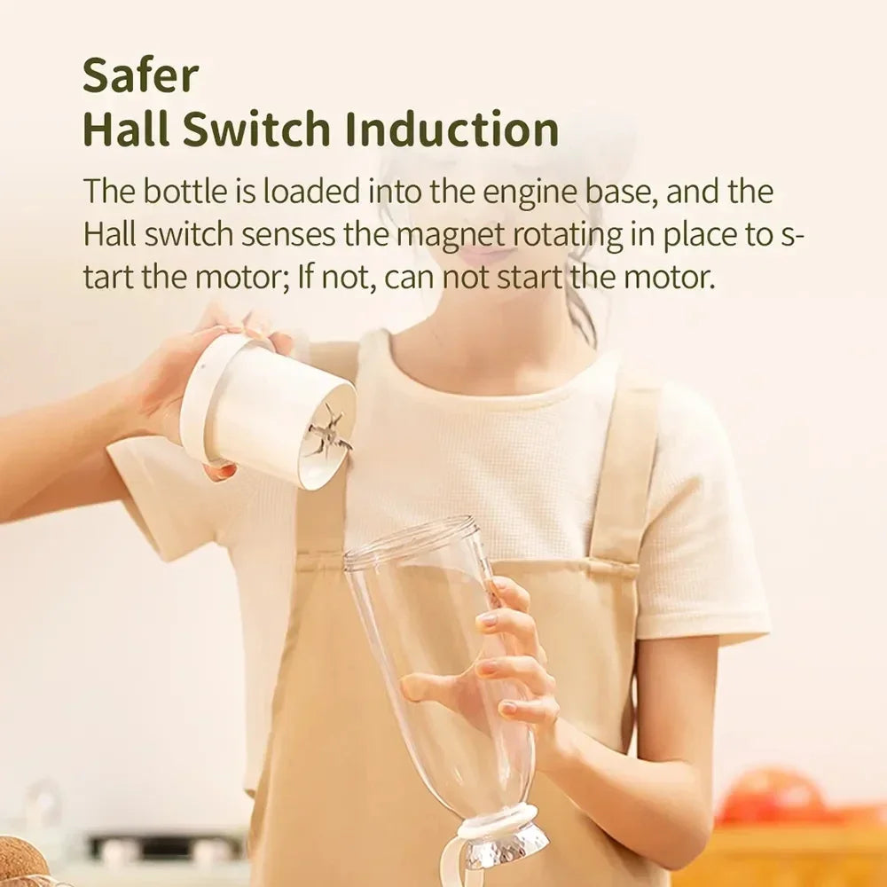 Portable juicer Fresh Juice Bottle Blender Plus 500ml Wireless Fruit Mixers 6 Blades 2400mAh Food Milkshake Ice Crush Cup - AMULET RING STORE