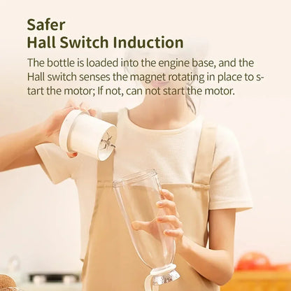 Portable juicer Fresh Juice Bottle Blender Plus 500ml Wireless Fruit Mixers 6 Blades 2400mAh Food Milkshake Ice Crush Cup - AMULET RING STORE