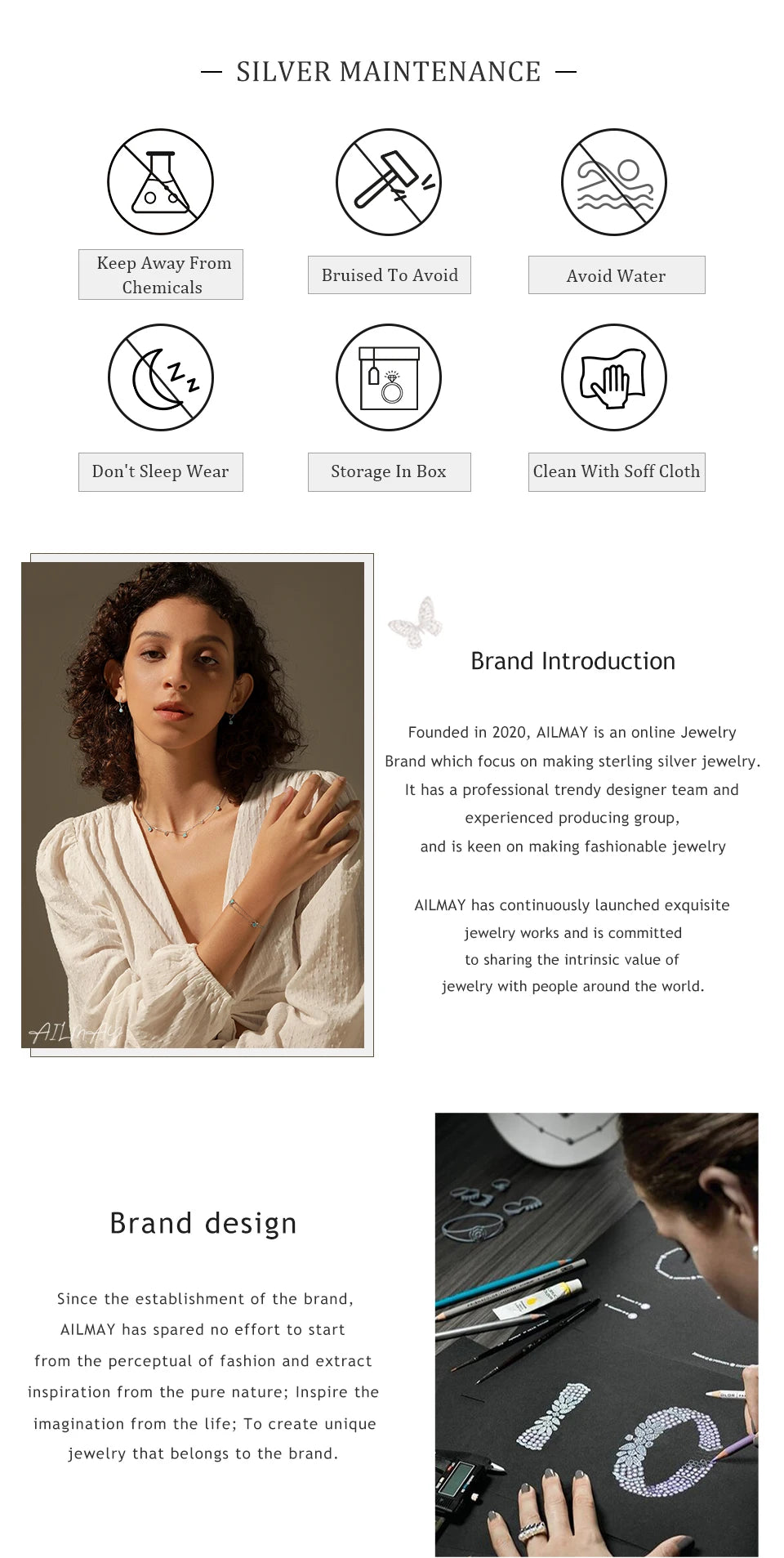 Ailmay Genuine 925 Sterling Silver Simple Navy Blue Zircon Ring for Women Fashion Minimalist Ring Fine Jewelry