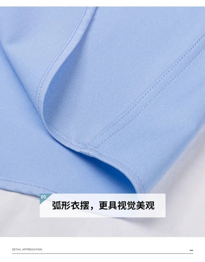 4XL Stand Up Collar Long Sleeve Shirt for Men Social Camisa Anti-wrinkle Pockets with Diamond Button Down White Shirt Black Blue