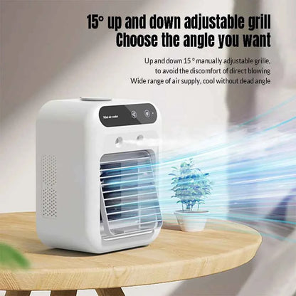 Mini Cold Airconditioner Fan 2-Speed 1800mHA Humidifier Mist Cooler USB Charging 500ml Water Tank Cooler for Home Office Dorm
