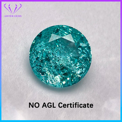 Lab Grown Paraiba Round Cracked Ice Cut Tourmaline Gemstone For DIY Jewelry Making Material Selectable AGL Certificate