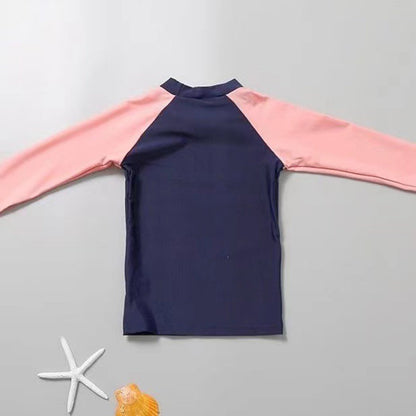 3Pcs Kids Girls Colorful Print Swimsuit Swimwear Long Sleeve Top+Shorts with Pants Set Sun Protection Rash Guard Swimming Outfit - AMULET RING STORE