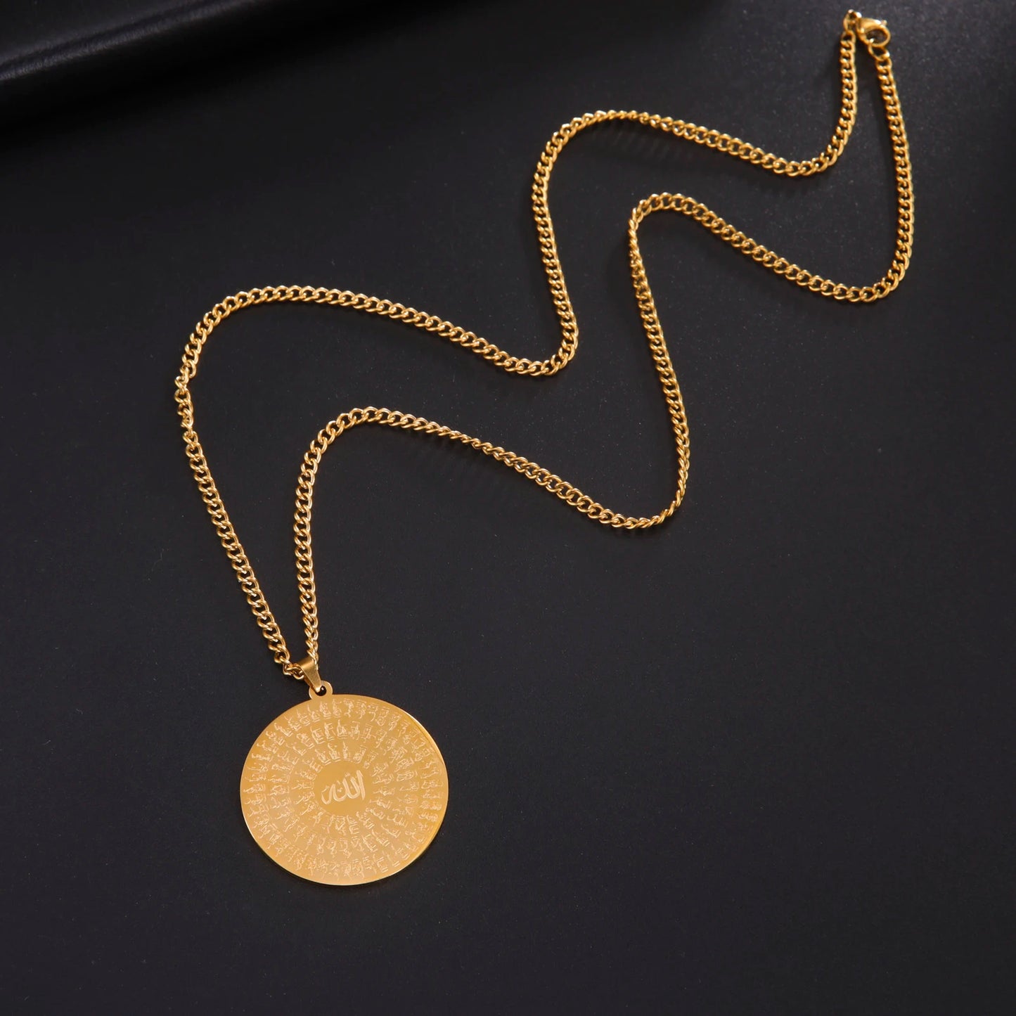 Jeshayuan Allah Name Pendant Necklace For Men Arabian Calligraphy Stainless Steel Religious Amulet Lucky Jewelry Gift - AMULET RING STORE