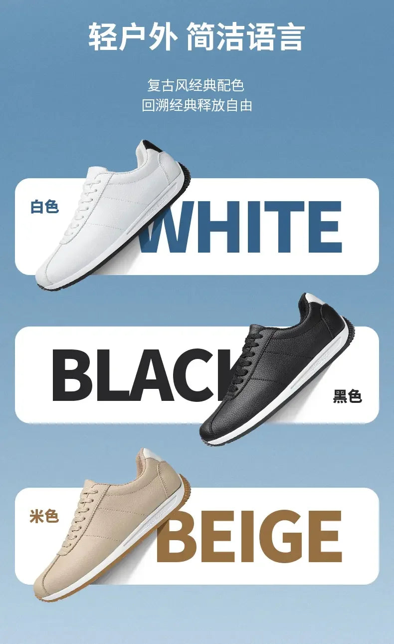 Leisure Running Summer Fashion Anti Slip Mountaineering PU Leather Sports Shoes Tennis Trend Hot Selling Men White Flat Shoes - AMULET RING STORE