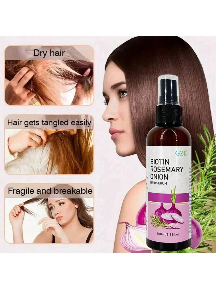 GZE Biotin Rosemary Onion Hair Serum Moisturizing Hair Serum Strong Hair Heat Protection Anti-Breakage For Dry And Damaged Hair - AMULET RING STORE
