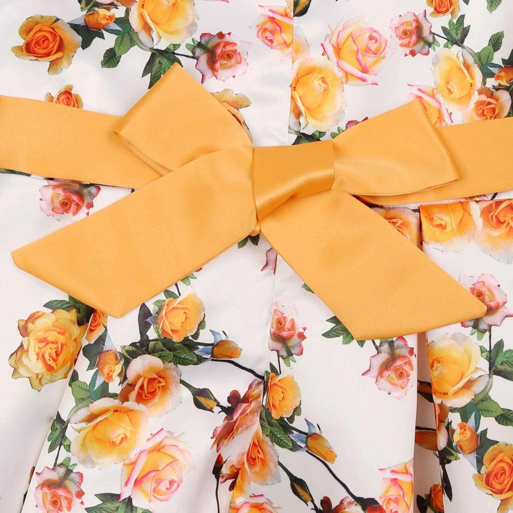 Girls Party Dresses Elegant Flower Printed Princess Dress Girls Birthday Party Wedding Bridesmaid Gown Girl's Ceremonial Dress