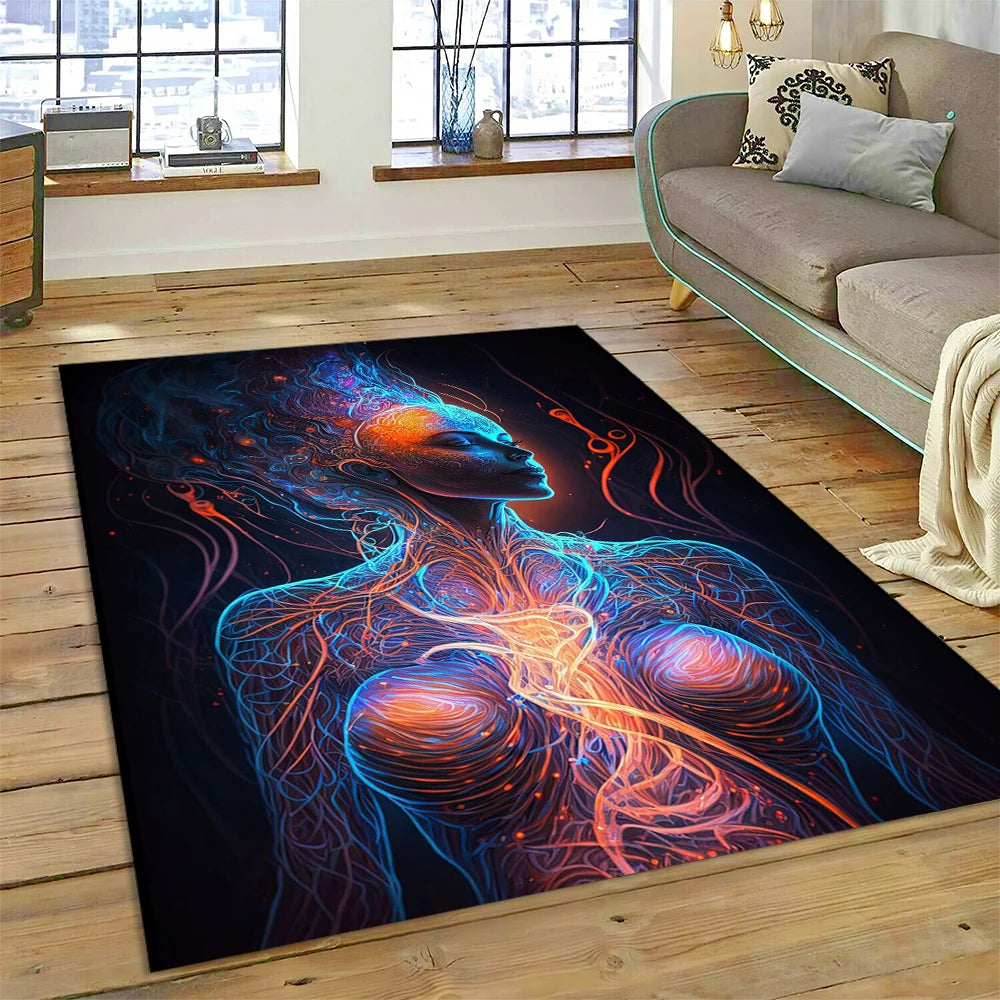 Naturalize Yoga Zen Meditation Rainbow 7 Chakra Carpet Rug for Home Living Room Bedroom Sofa Doormat Decor,Area Rug Non-slip Mat