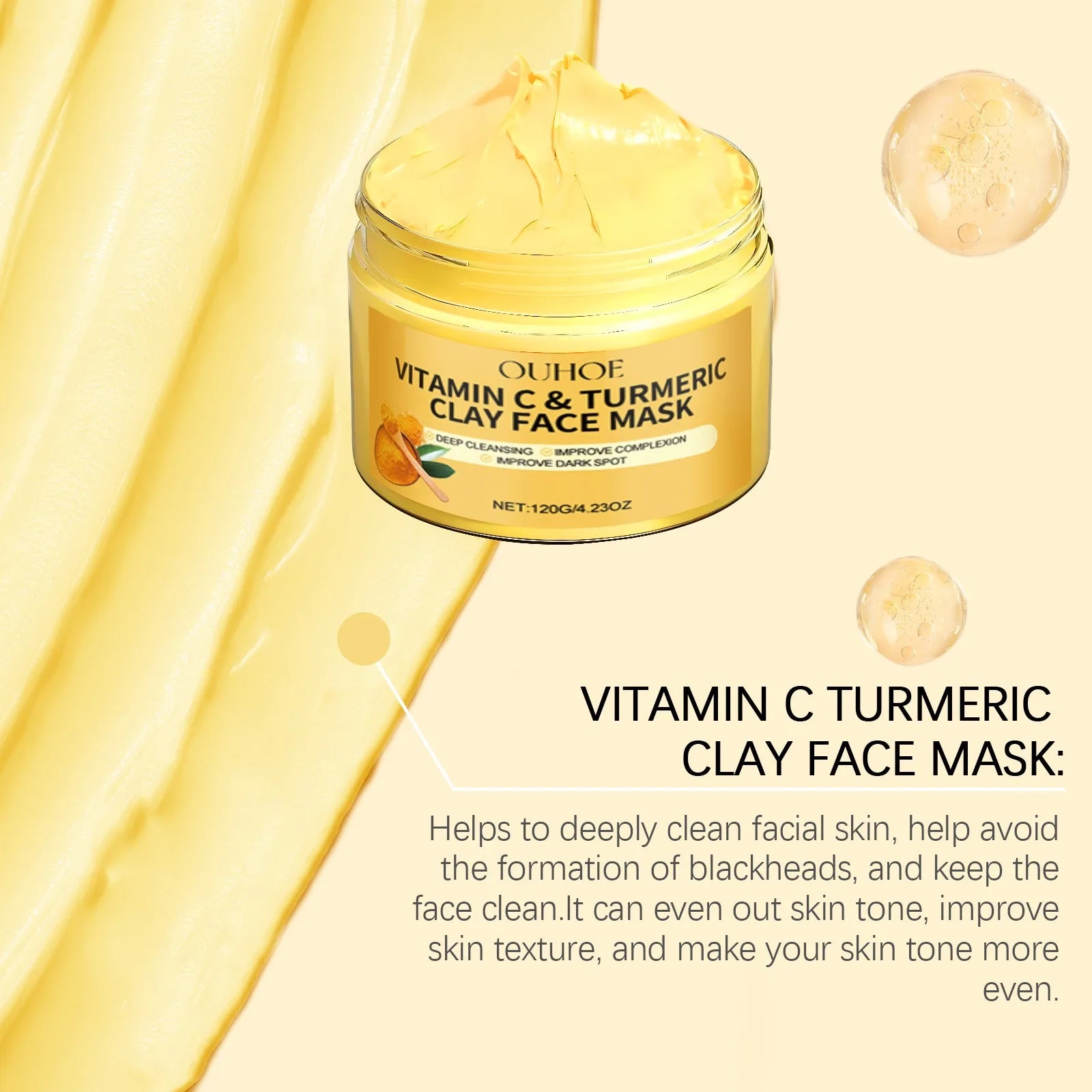 Vitamin C Exfoliating facial mask Turmeric Exfoliating facial mask Improve Pore Deep Cleaning facial mask Apply facial mask - AMULET RING STORE