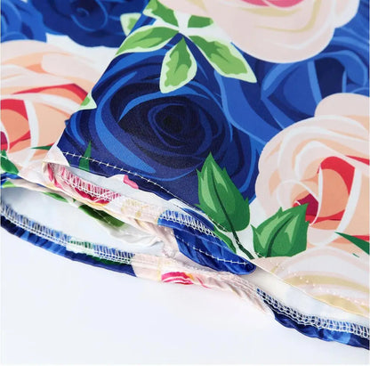 Summer Girls Rose Print Dress Princess Wedding Birthday Party Frocks Satin Children Vestidos Dresses For Girl Christmas Clothing