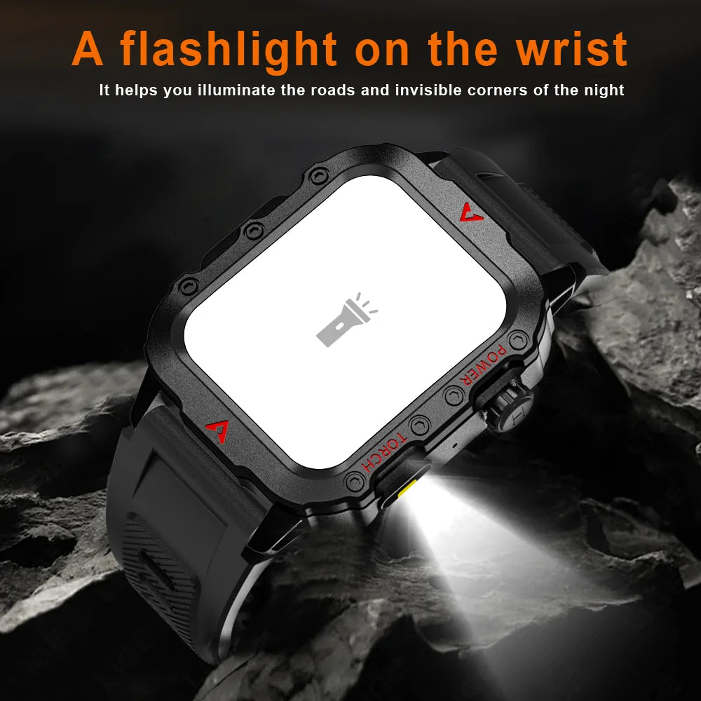 Outdoor Smartwatches For Music Call Connect Phone Men Flashlight Weather Distance Message Sport Tracker Bluetooth Smart Watch - AMULET RING STORE