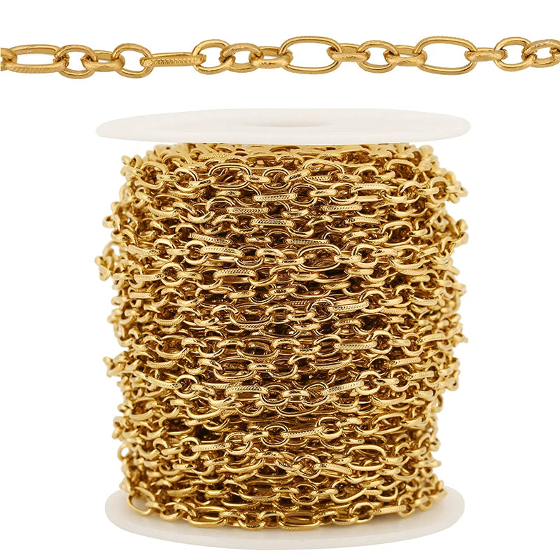 1M Heavy Chunky Hip Hop Chain Stainless Steel Frosted Oval Link Chains for DIY Men Jewelry Making Punk Necklace Bracelet Chain - AMULET RING STORE