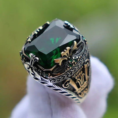 Inlaid Emerald Men's Luxury Ring AMULET RING STORE