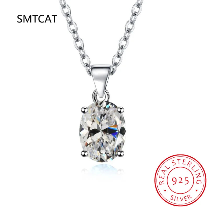 Oval 2.22ct Garnet Citrine Sky Blue Topaz Amethyst Pendant Necklace Colar Prata 925 Sterling Silver Colorful Birthstone Jewelry