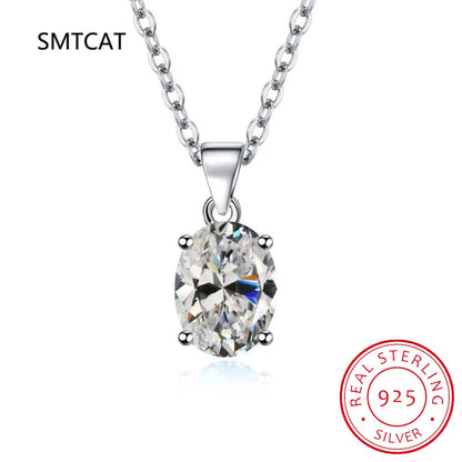 Oval 2.22ct Garnet Citrine Sky Blue Topaz Amethyst Pendant Necklace Colar Prata 925 Sterling Silver Colorful Birthstone Jewelry