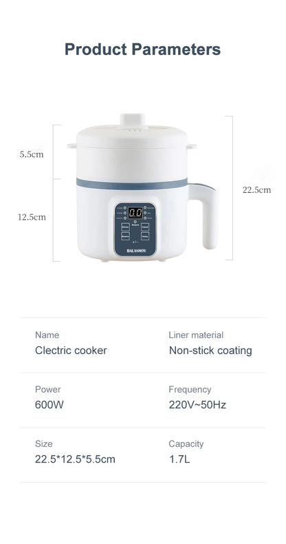 Electric Rice Cooker Multicooker Multifunction Pot Mini Hotpot Pan Soup Home Appliances for The Kitchen Pots Offers 1-2 People - AMULET RING STORE