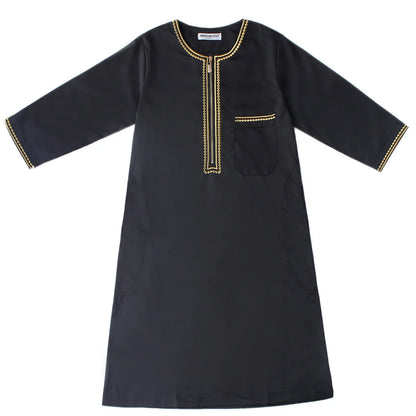 Small Size Muslim Man Clothing Islamic Muslim Arabic Men's Robe Long Sleeve Embroidered Stand Collar Arabian Thobe