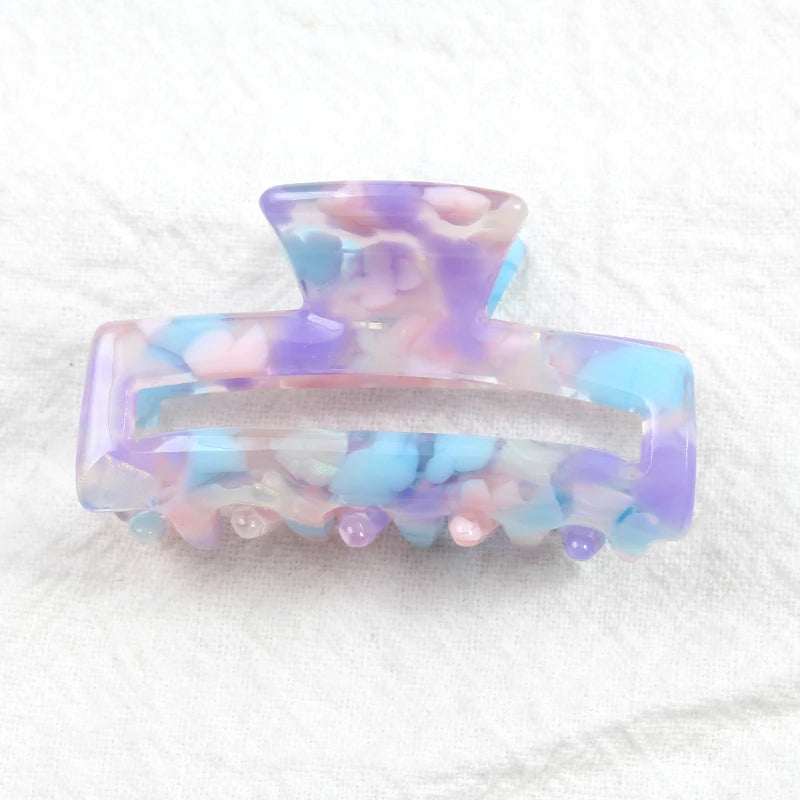 Mini Women's Hair Clips Colorful Geometric Hollow Crab Claw Clip Acetate Leopard Print Fashion Girls Hairpin Hair Accessories - AMULET RING STORE