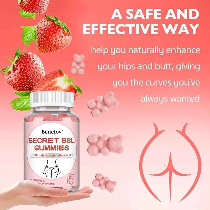 BBL Gummies - Natural Vitamin B, Apple Cider Vinegar - Shapes Buttocks, Plumps and Lifts Buttocks, Manages Body Shape