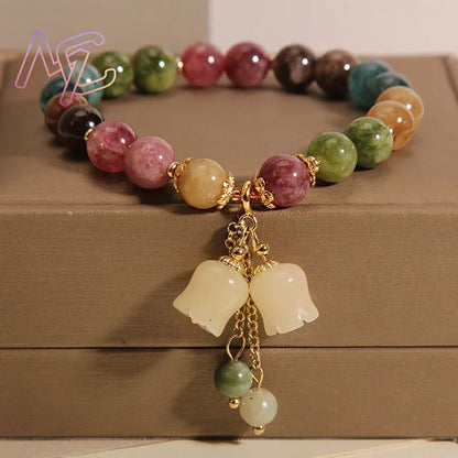 Natural Jade Agate Bracelet Exquisite Flower Design Young Girls Fashion Jewelry Real Gemstone Best Holiday Gift