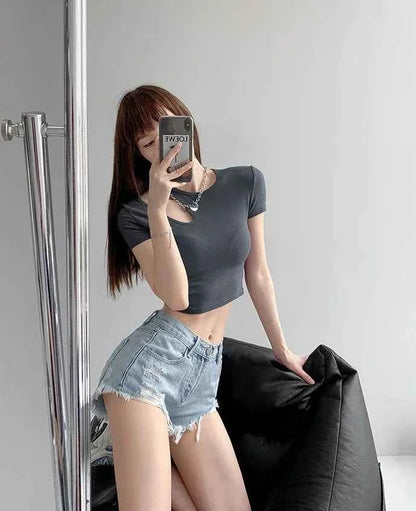 Summer Female Short Jeans Pants High Waist Wide Women's Denim Shorts Korean Style Fashion Clothing 2024 Flowy Luxury Stretchy XL