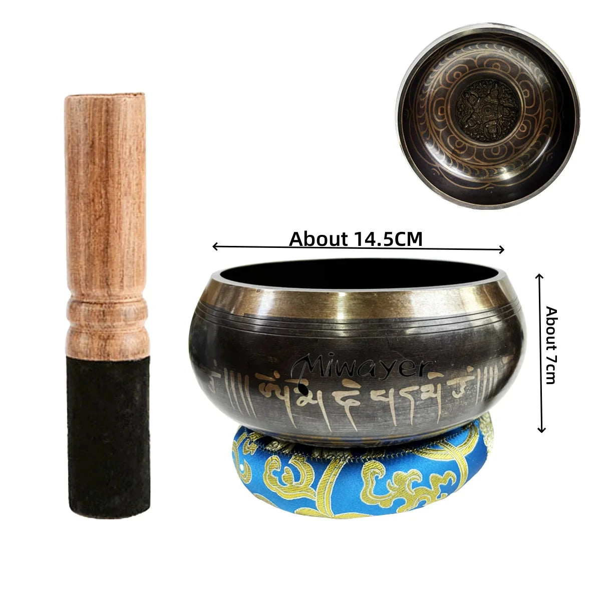 Tibetan Singing Bowl Set 8.5~20CM Size Optional Scripture Bowl Helpful for Meditation Yoga Relaxation Chakra Healing Prayer - AMULET RING STORE