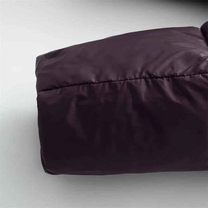 Women's Hooded Purple Cotton Jacket - Quilted Design, Warm Winter Coat, Casual Cold-Weather Outerwear