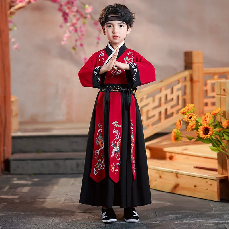 Long Sleeve Boy Hanfu Modern Dress Baby Cosplay Boys Outfit Ancient Stage Kids Clothing Vestidos Casual Children Chinese Costume