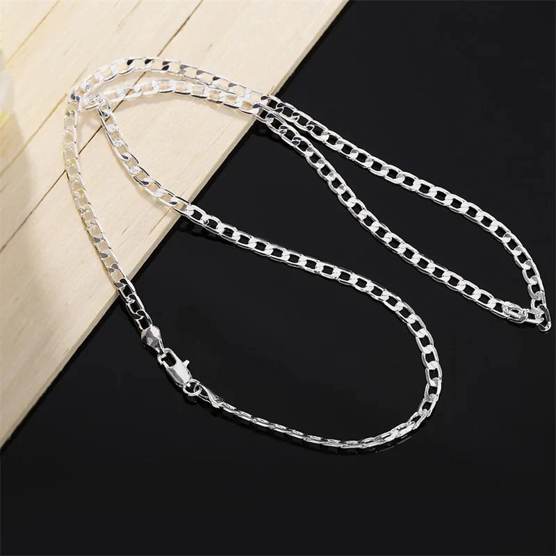 Men's 925 Sterling Silver Necklace 2/4/6/8/10/12MM 40-75cm Face Chain Necklace Lobster Clasp Men And Women Engagement Jewelry - AMULET RING STORE