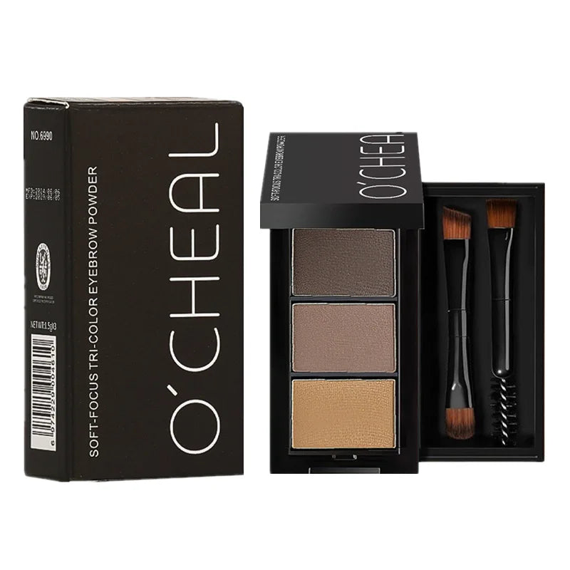 3 in 1 Three Color Eyebrow Powder Waterproof Sweat Proof Non Fading Suitable for Nose Shadow Highlights Cosmetics Women Makeup - AMULET RING STORE