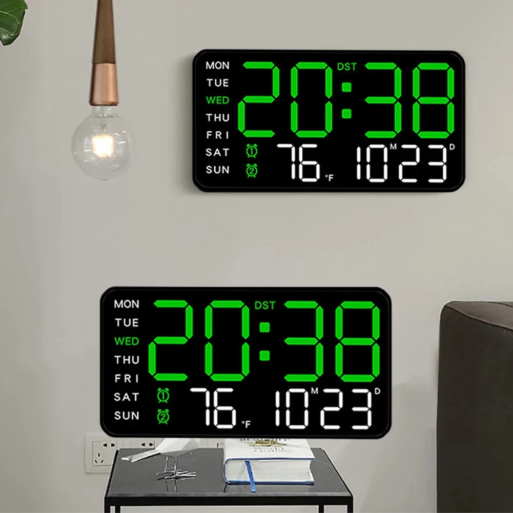 Car LED Digital Alarm Clock Hanging/Standing Electronic Clock Temperature/Date Display Boarderless Wall-mounted Clock USB