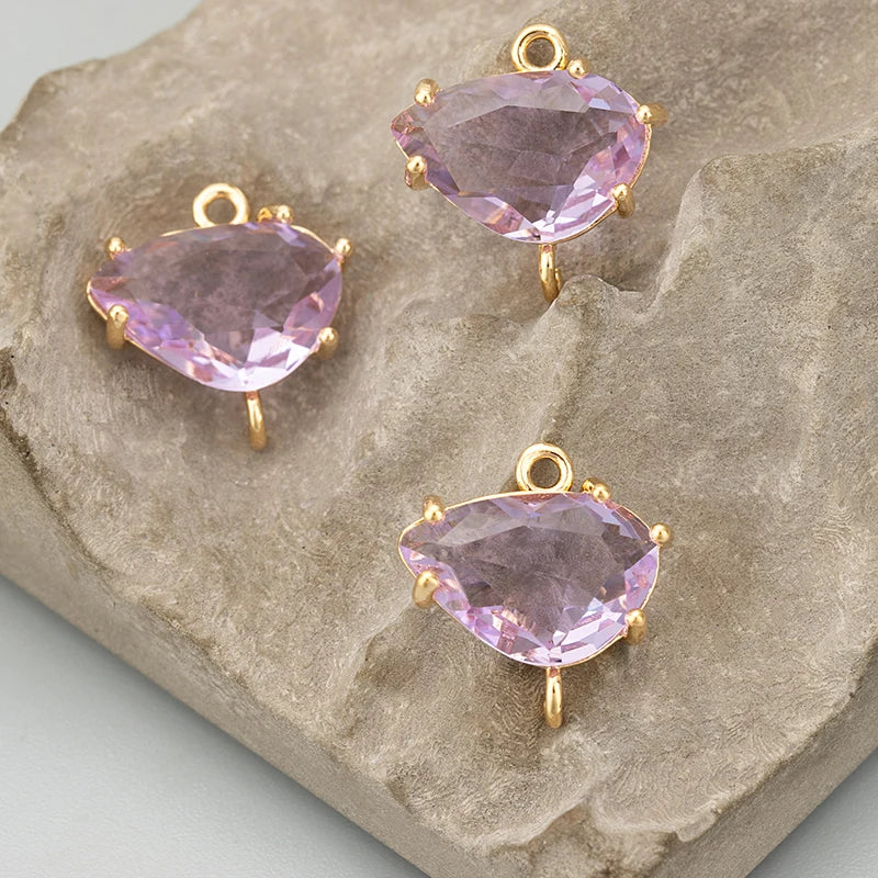 GUFEATHER ME92,jewelry accessories,18k gold rhodium plated,copper,glass,hand made,charms,diy pendants,jewelry making,6pcs/lot - AMULET RING STORE