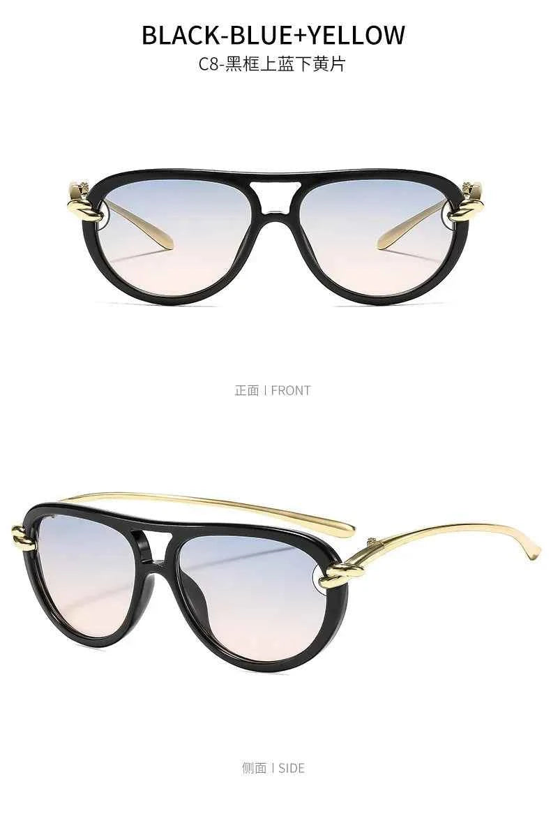 New Fashionable Personalized Toad Sunglasses Knot Double Bridge Metal Anti UV Glasses Outdoor Trendy Street Photography